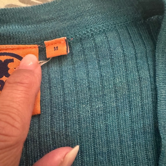 Tory Burch Teal Ribbed Cardigan - Picture 13 of 13